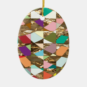 Ornement Ovale En Céramique Huile d'or couleur Abstraite
