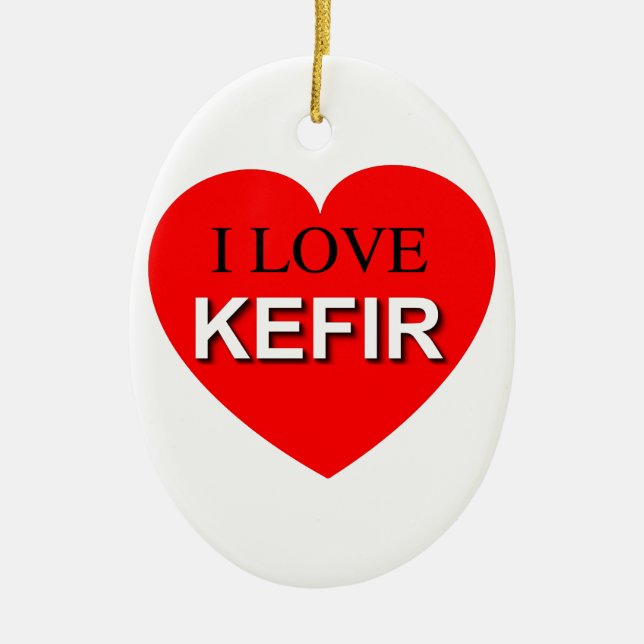 Ornement Ovale En Céramique I Love Kefir (Devant)