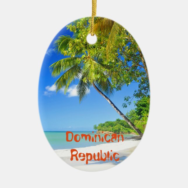 Ornement Ovale En Céramique Île tropicale en République Dominicaine (Devant)