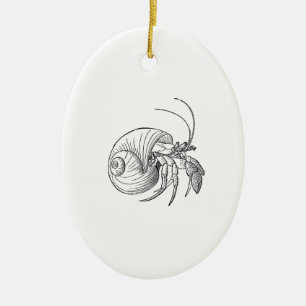 Ornement Ovale En Céramique Illustration de bernard l'ermite (schéma)