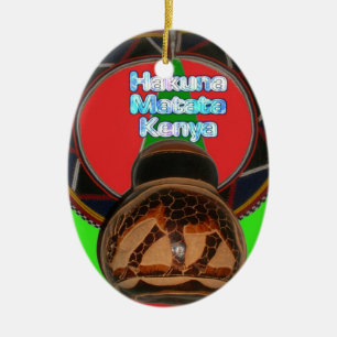 Ornement Ovale En Céramique Imprimer Hakuna Matata Kenya Art