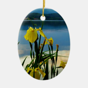 Ornement Ovale En Céramique Iris jaune à Lake Shore