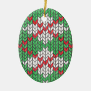 Ornement ovale en céramique JACQUARD KNIT XMAS