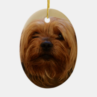 Ornement Ovale En Céramique Jake le Yorkie Terrier