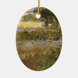 Ornement Ovale En Céramique Jardin fleuri par Vincent van Gogh