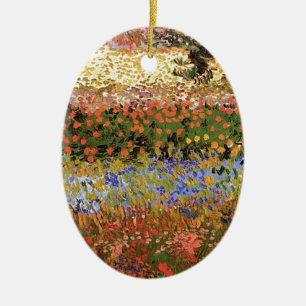 Ornement Ovale En Céramique Jardin fleuri, Vincent van Gogh.