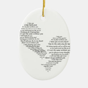 Ornement Ovale En Céramique Je Vous Manque - Coeur Séparé Cassé