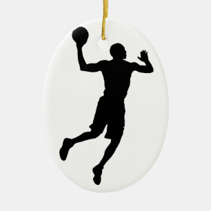 Ornement Ovale En Céramique Joueur de basket-ball Pop Art Silhouette