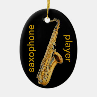 Ornement Ovale En Céramique Joueur de saxophone