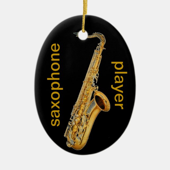 Ornement Ovale En Céramique Joueur de saxophone (Devant)