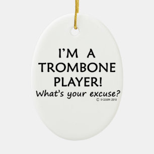 Ornement Ovale En Céramique Joueur Trombone