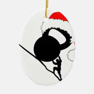 Ornement Ovale En Céramique Joyeux Noël de Sisyphus Kettlebell