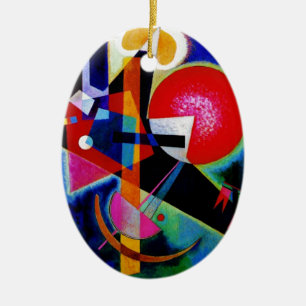 Ornement Ovale En Céramique Kandinsky en peinture Abstraite bleue