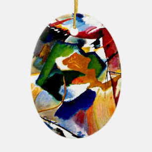 Ornement Ovale En Céramique Kandinsky - Peinture au centre vert