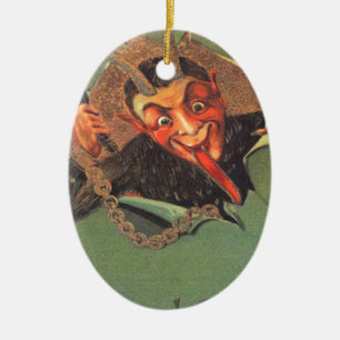 Ornement Ovale En Céramique Krampus