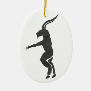 Ornement Ovale En Céramique Krampus