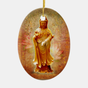 Ornement Ovale En Céramique Kuan Yin