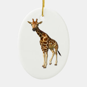 Ornement Ovale En Céramique La Girafe