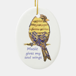 Ornement Ovale En Céramique La musique donne ma citation d'ailes d'âme et l'ar