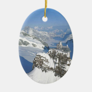 Ornement Ovale En Céramique La Suisse, Jungfraujoch, dessus de l'Europe