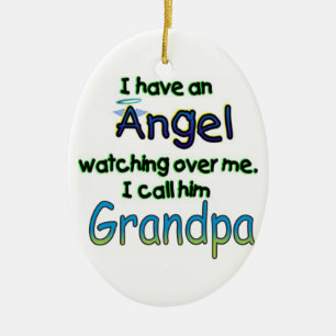 ORNEMENT OVALE EN CÉRAMIQUE L'ANGE A APPELÉ GRANDPA