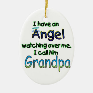 ORNEMENT OVALE EN CÉRAMIQUE L'ANGE A APPELÉ GRANDPA