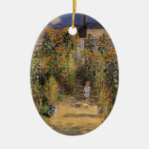 Ornement Ovale En Céramique Le jardin de l'artiste à Vetheuil par Claude Monet