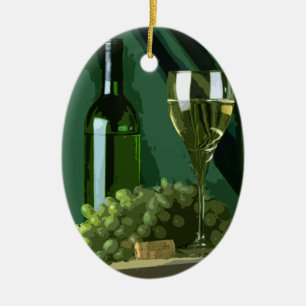 Ornement Ovale En Céramique Le vert est blanc