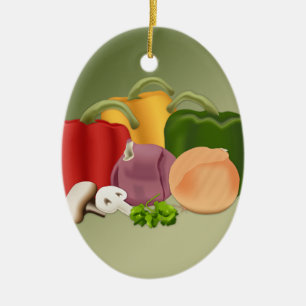 Ornement Ovale En Céramique Légume
