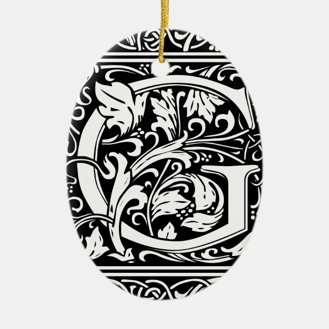 Ornement Ovale En Céramique Lettre G Monogramme médiéval Art Nouveau (Devant)