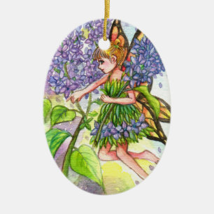 Ornement Ovale En Céramique Lilac Fairy