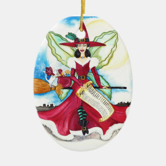 Ornement Ovale En Céramique L'ornement de fée de Noël