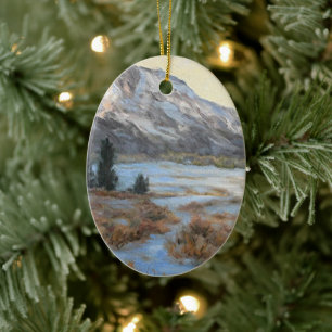 Ornement Ovale En Céramique L'ornement de Noël des beaux-arts de la montagne d
