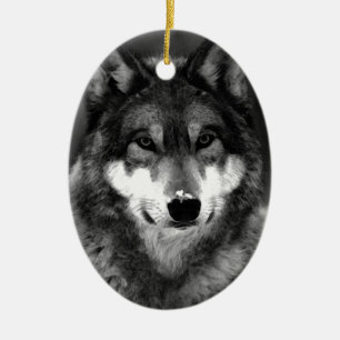 Ornement Ovale En Céramique Loup