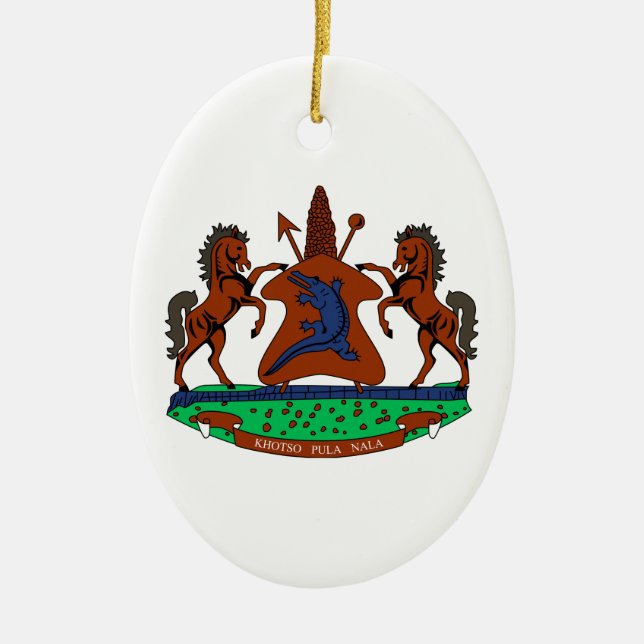Ornement Ovale En Céramique Manteau du Lesotho des bras (Devant)
