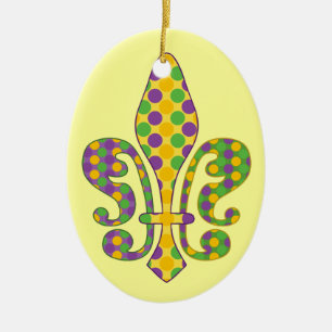 Ornement Ovale En Céramique Mardi gras Fleur de dots