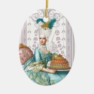 Ornement Ovale En Céramique Marie Antoinette à Aqua