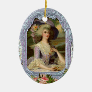 Ornement Ovale En Céramique Marie Antoinette Cadeau de Noël