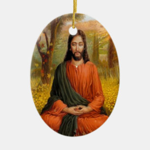 Ornement Ovale En Céramique Méditation de Jésus-Christ