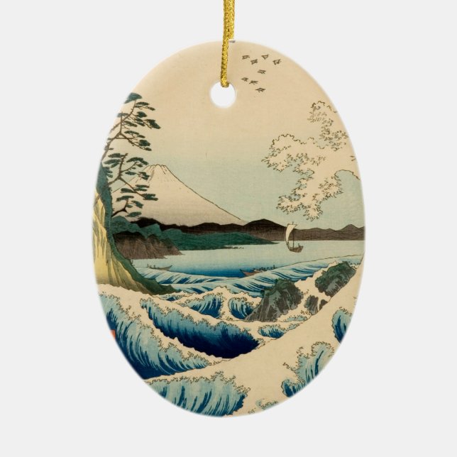 Ornement Ovale En Céramique Mer japonaise de Satta Hiroshige Art (Devant)