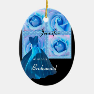 Ornement Ovale En Céramique Merci BLEU de demoiselle d'honneur épousant