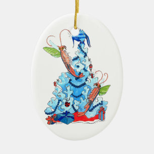 Ornement Ovale En Céramique Mignonne Whimsical Alaska Wildlife Ornament