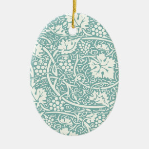Ornement Ovale En Céramique Modèle de raisin de William Morris sarcelle turquo