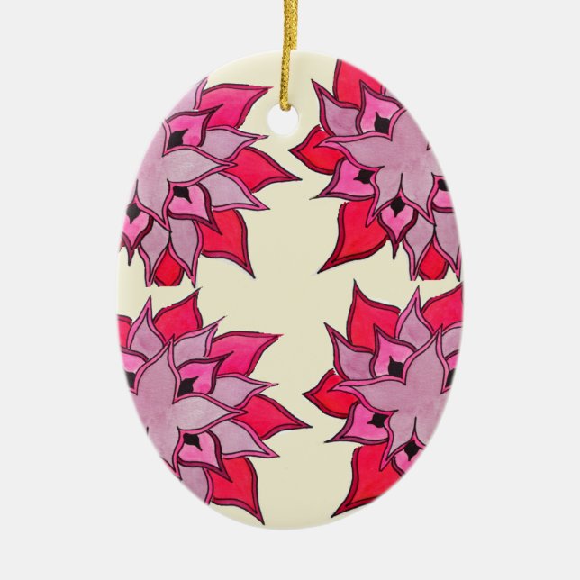 Ornement Ovale En Céramique Modèle floral art rose (Devant)