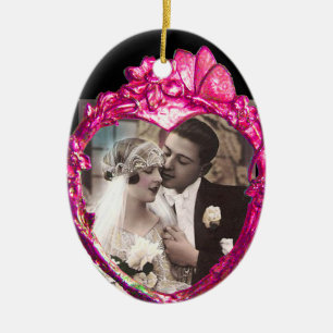 Ornement Ovale En Céramique Modèle photo CARDIAQUE ROSE ET FLEURS
