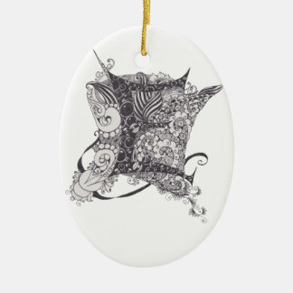 Ornement Ovale En Céramique Monogramme E