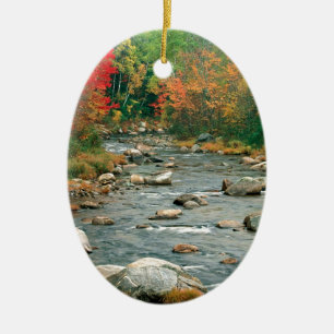 Ornement Ovale En Céramique Montagnes blanches New Hampshire d'automne