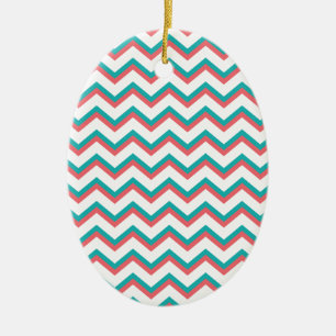 Ornement Ovale En Céramique Motif Chevron Sud-Ouest