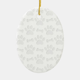 Ornement Ovale En Céramique Motif De Pâtes Et De Bones De Chien Coupé En Papie