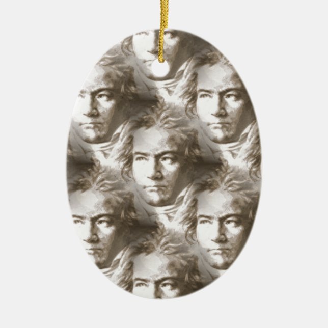 Ornement Ovale En Céramique Motif de portrait Beethoven (Devant)
